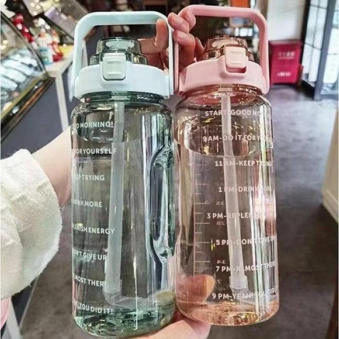 B ( B0095 ) BOTOL MINUM KOREA VIRAL TUMBLER MOTIVASI MINUM 2 LITER