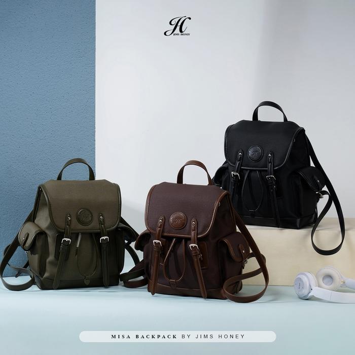 Top JIMS HONEY - Misa Backpack - Tas Ransel Kuliah Wanita Kulit Serut Sekolah Kerja Perempuan Muat