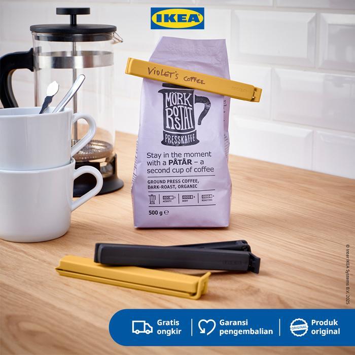 IKEA BEVARA Klip Penutup Plastik Hitam/Kuning Isi 6Pcs