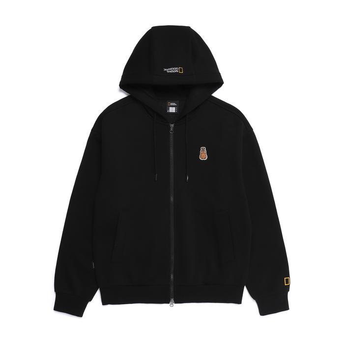 National Geographic Animal Patch Hoodie Zip-Up Black - Hoodie Hitam