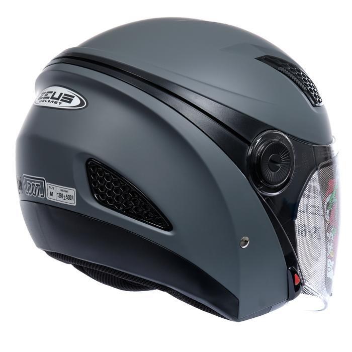 Zeus Zs 610 Matt Grey Doff Half Face Double Visor Helmet