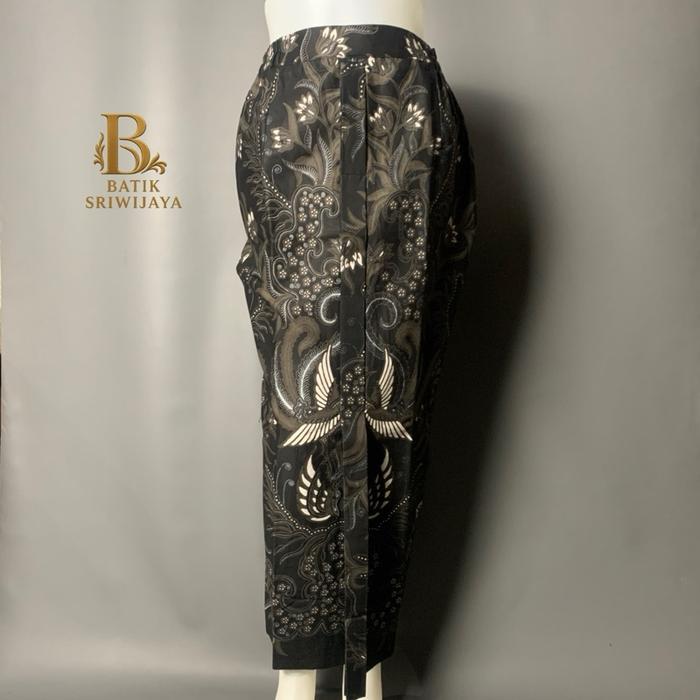 Bawahan Wanita Rok Batik Span Panjang Wiru Kain Katun Prima Premium Warna Hitam Motif Sawunggaling