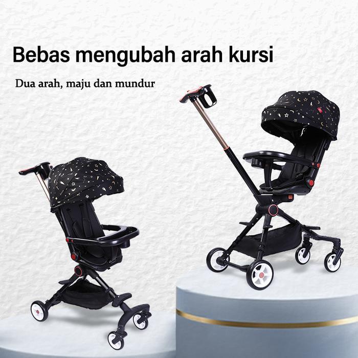 Top Topborn Stroller Bayi Dapat dilipat Bisa duduk atau berbaring Kursi dapat diputar 360 Kereta