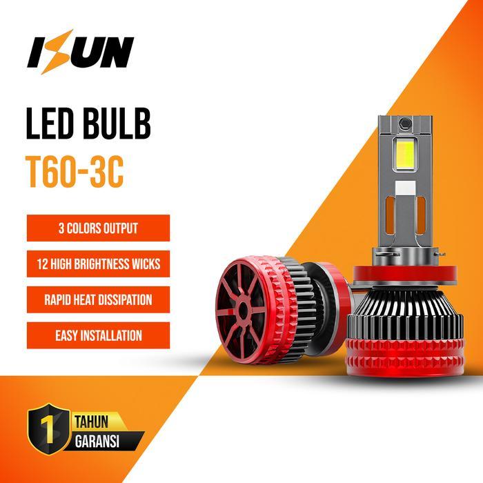 Barkoli_sell - iSUN Lampu Headlamp Foglamp 3 Warna CSP T6-3C H4 H11 HB4 96 H7 12W