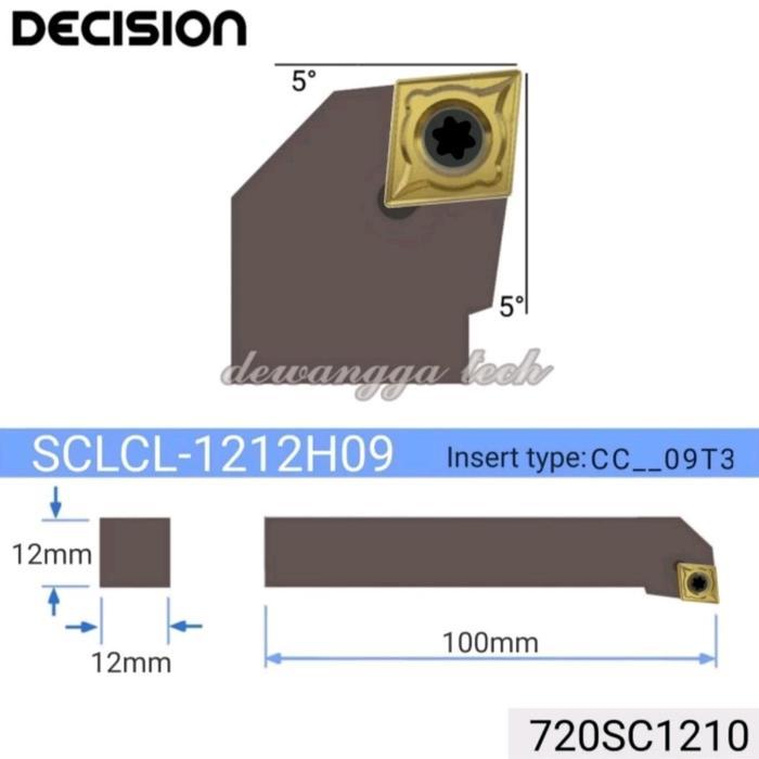 Holder SCLCL 1212 H09 insert CCMT09 stang pahat bubut 12mm bv20