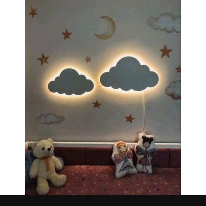 Lampu tidur awan, Lampu aesthetic, hiasan dinding, Lampu hias kamar tidur