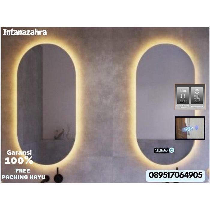 Cermin Dinding Oval Mirror Lamp Led Cermin Rias Oval