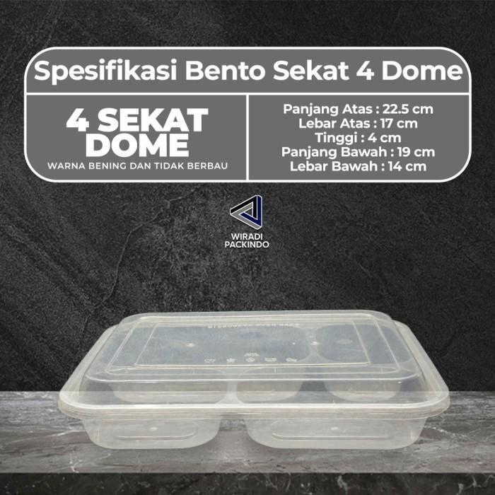 Thebest- Kotak Makan Plastik 4 Sekat Dome / Thinwall Bento Sekat 4 Dome