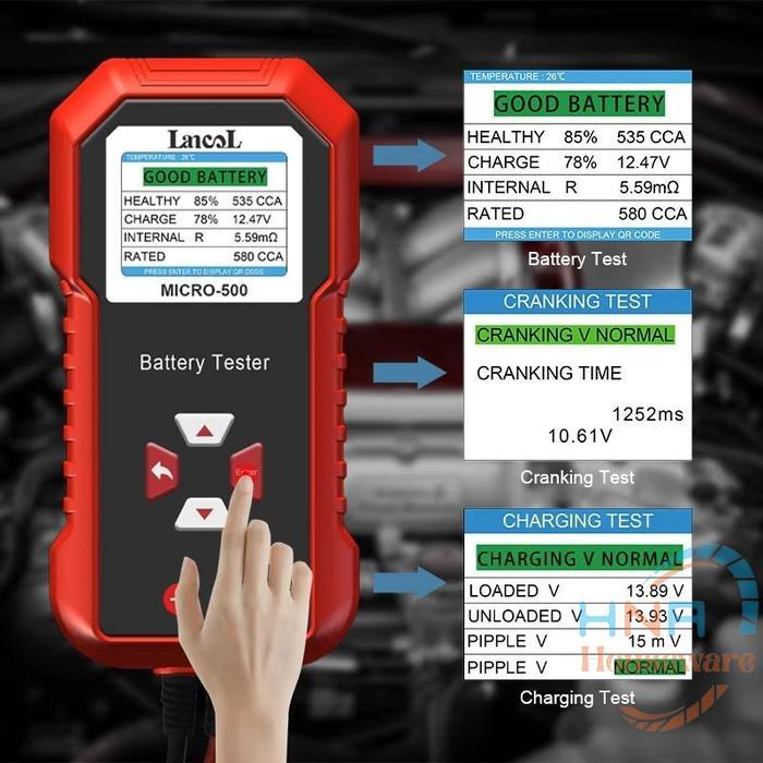 Battery Tester Lancol Micro 500 Alat Cek Aki mobil Motor ACCU Digital Car Battery Tester Lancol