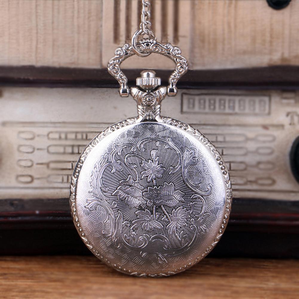 Vintage Necklace Watch with Chain Pocket Watch Locomotive Alloy Quartz Movement Watch Men Women