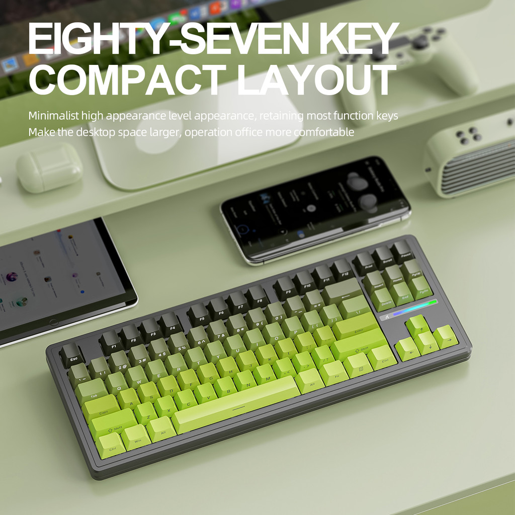 ATTACK SHARK M87Pro V2 Mechanical Keyboard with Three-mode Connection,87-key Side Engraved Gradient