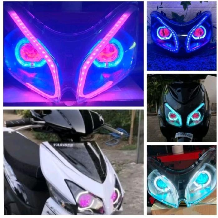 Reflektor lampu depan vario 110 old karbu plus biled 2.5 inch alis runing 2 mode DRL