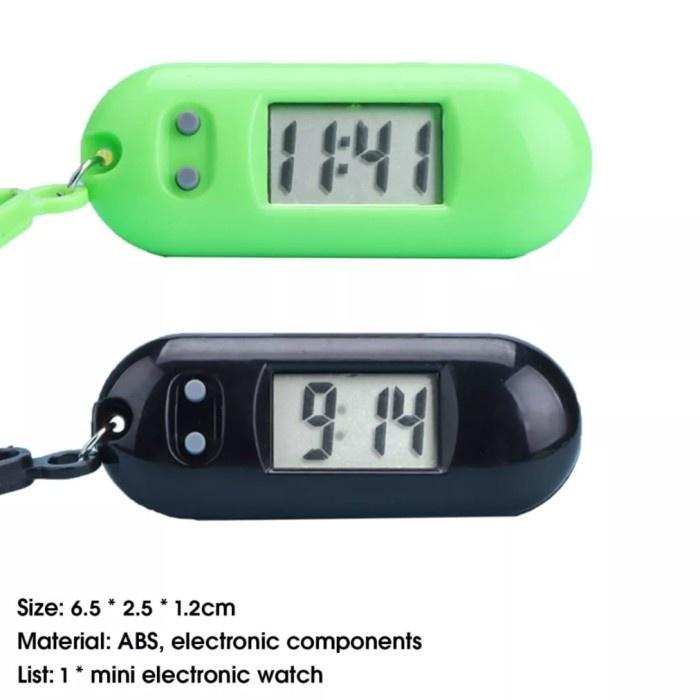 Gantungan Kunci Jam Digital Lcd Saku Mini Portable Jam Elektronik Populer