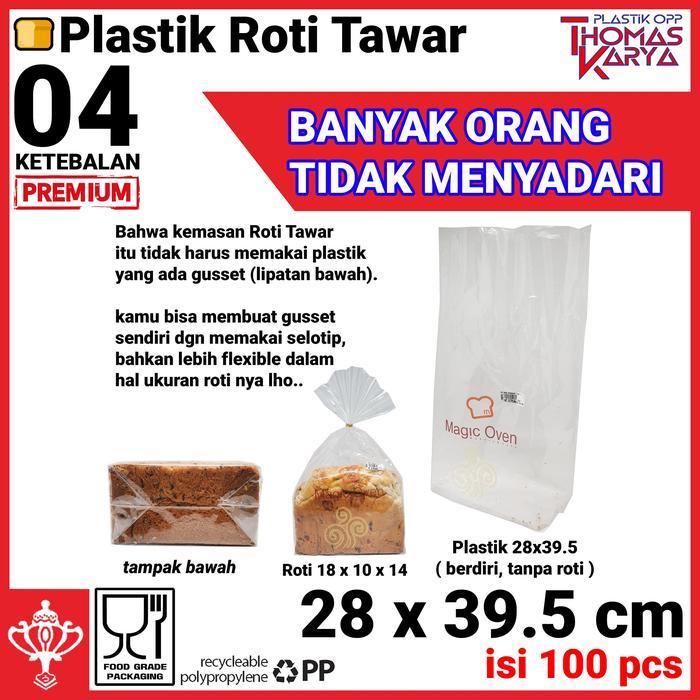Plastik Opp Roti Tawar Isi 100 Kantong Bening Besar Kemasan Donat Cookies Kue Manis Sobek Jumbo