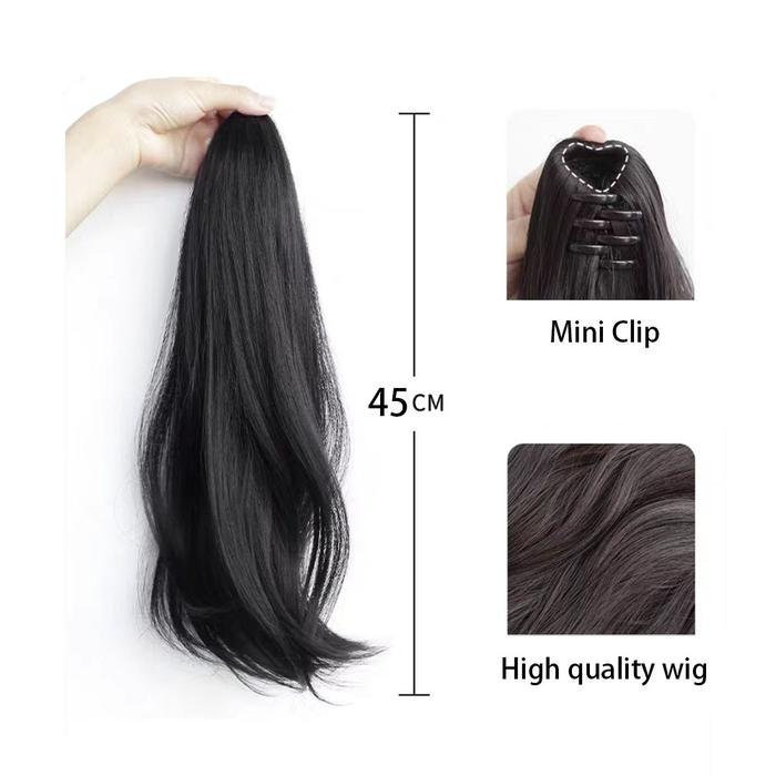 Wig rambut wanita Long lima klip rambut lurus panjang potongan wig piece serat kimia potongan rambut