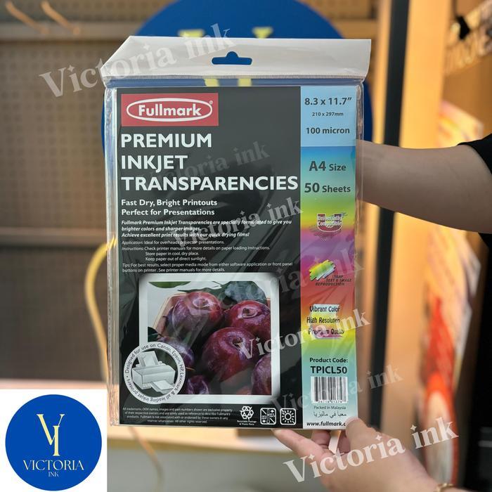 FULLMARK PREMIUM INKJET TRANSPARENCIES PAPER A4 MIKA KERTAS FILM ORIGINAL - TPICL50 - HARGA UNTUK 1