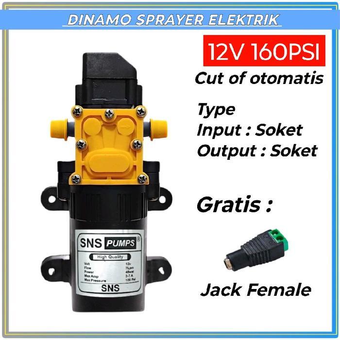 Dinamo Pompa Sprayer Elektrik 160Psi / Dinamo Pompa Dc 12V Cut Of Tipe Soket-Soket