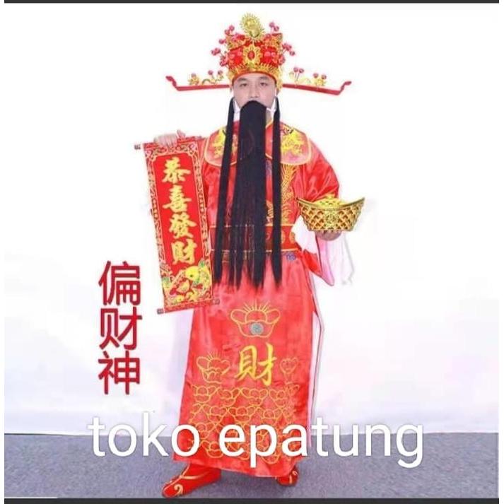 Baju Tatung Dewa Rezeki / cai sen / Chay sen - Imlek -set - merah pasi ori