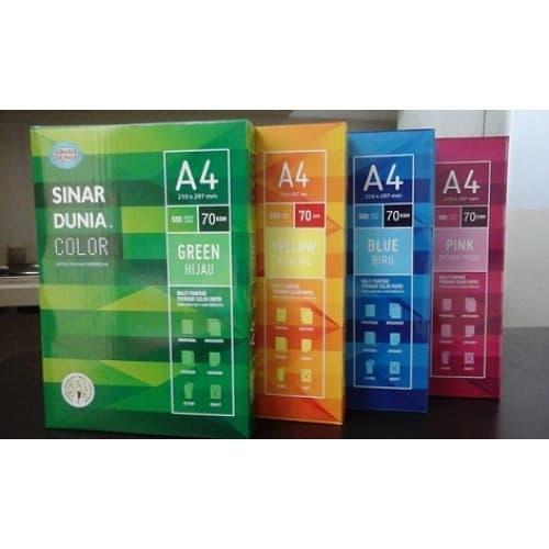 Kertas HVS Sidu A4 70 Gram Warna Biru , Hijau , Kuning , Merah / Rim