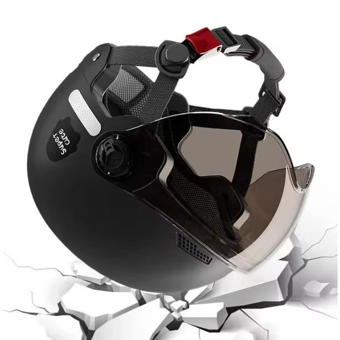 Helm Sepeda Listrik Motor Elektrik Skuter Retro Vintage Pria Wanita Dewasa All Size Abs Eps Visor