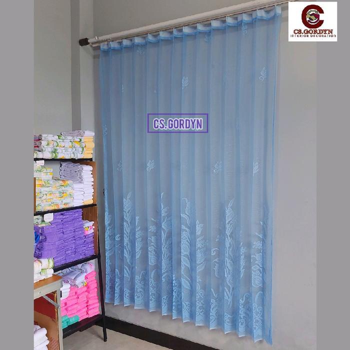 "New" Vitrase Gorden Bunga Tulip Ungu Biru Tirai Vitrage Vitrace Selambu tile jendela minimalis