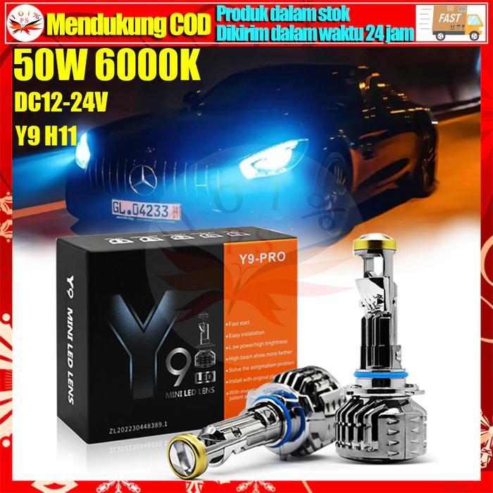 Sepasang 2PCS Y9 Pro Mini Projector H4 Lampu Led Mobil H11 aes 50 Watt Lampu Led Y7d H4 Original Fog