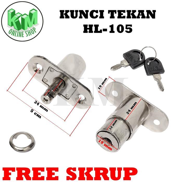 "New" Kunci Laci Tekan HL-105 Push Lock / Pintu Lemari Tusuk Sliding Geser