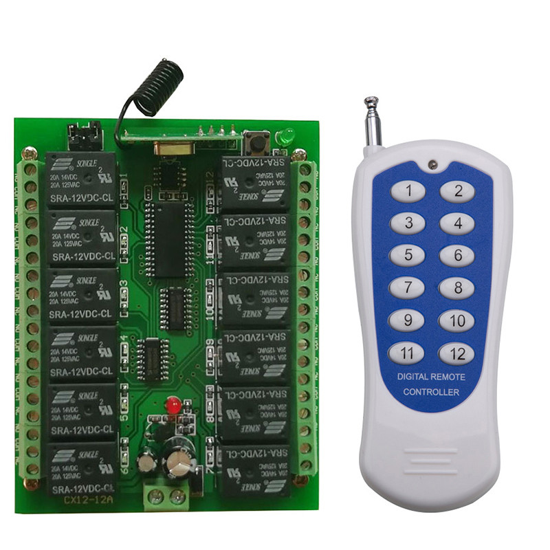 DC 12V 24V 12 CH Channels 12CH RF Wireless Remote Control Switch Remote Control System receiver tran
