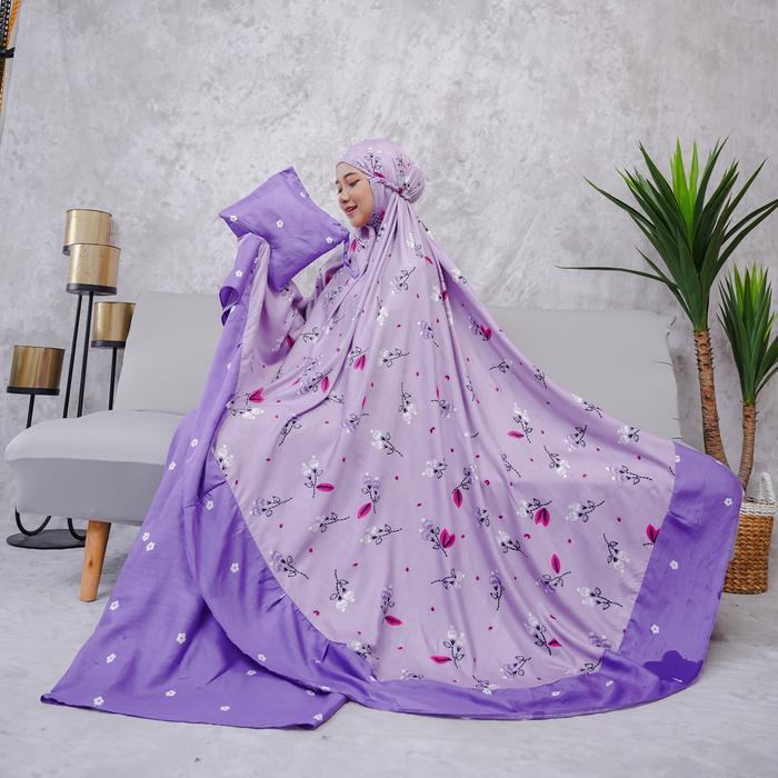 Top MUKENA JUMBO REMPEL LUNA RAYON Atasan Bawahan Panjang Bunga Motif