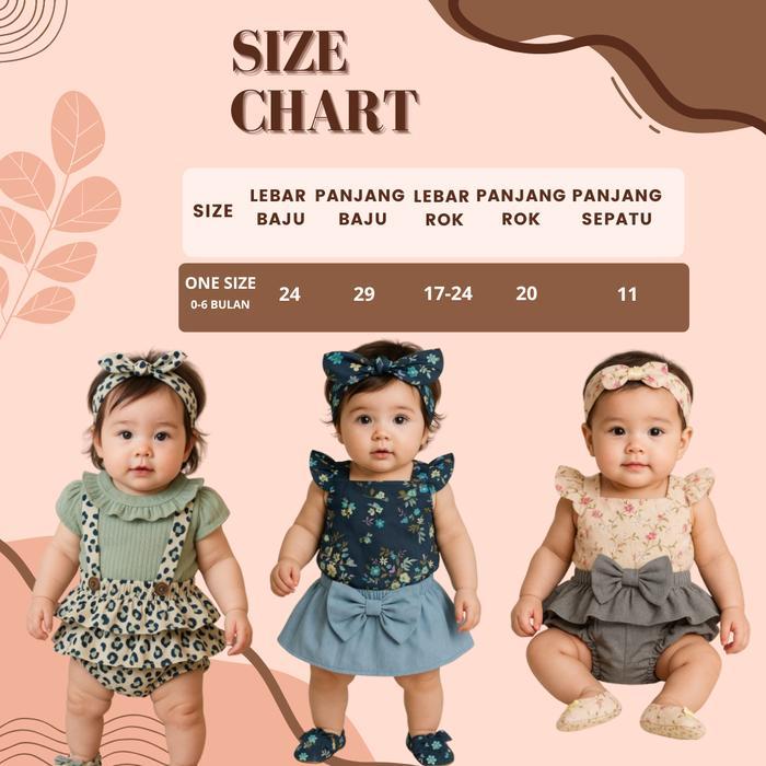 Baju bayi anak perempuan 0-6 bulan motif set