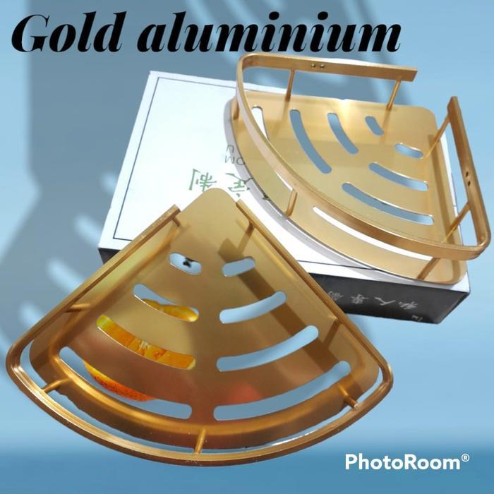 Rak kamar mandi 2 susun sudut gold / rak serba guna 2 susun sudut Tiang