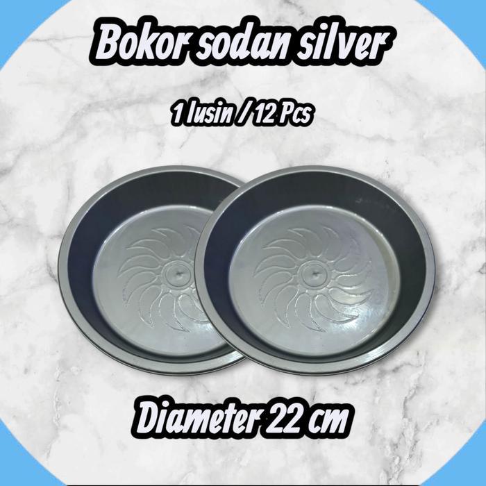 Bokor Sodan Banten Silver 1 Lusin 12 Pcs Loyang Plastik 22 Cm Tebal Murah BPA Free Kitchenware
