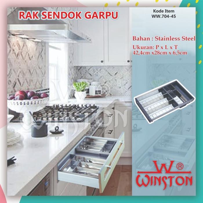 Rak Sendok Stainless Winston WW.704-45 for Kitchen Set Laci Kabinet