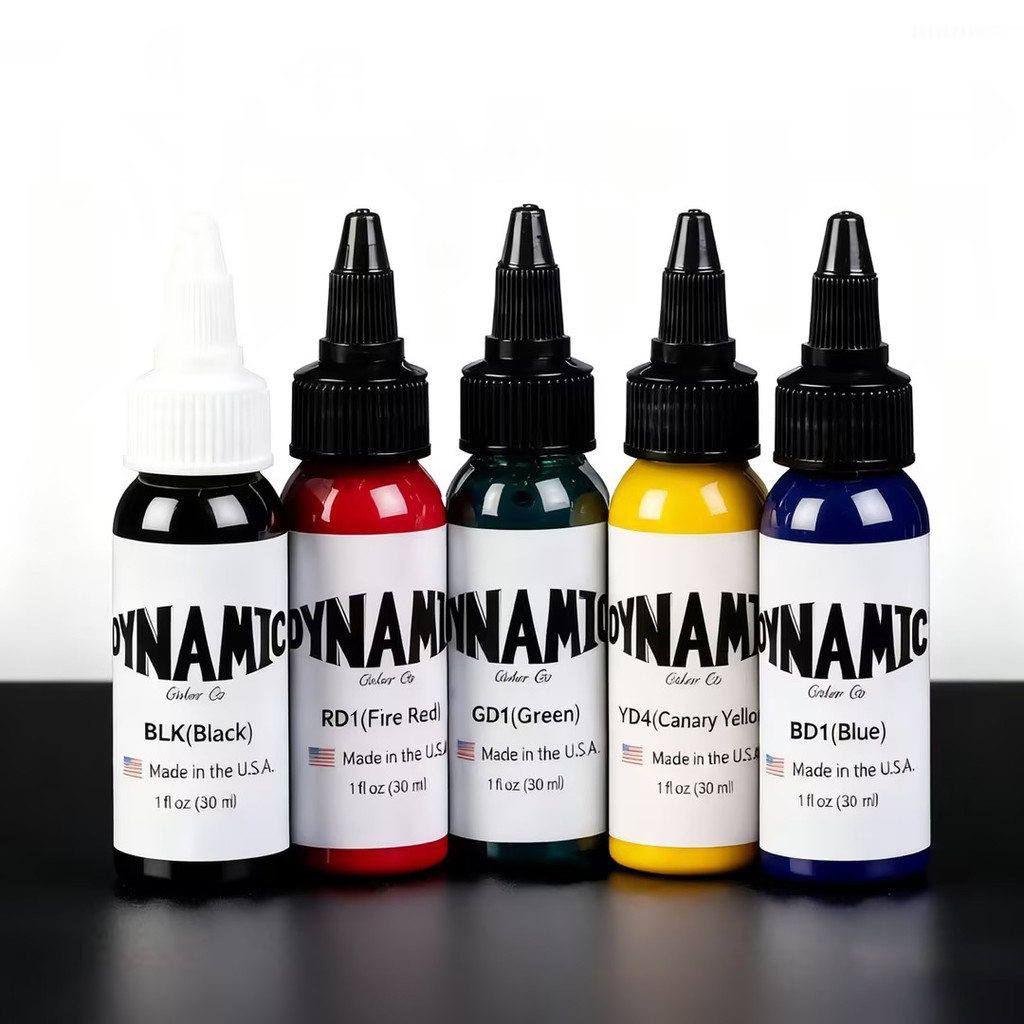 5PCS 30ML/Bottle Tattoo Ink Set Professional Tattoo Pigment1oz Bottle of Each: Black, Canary Yellow,