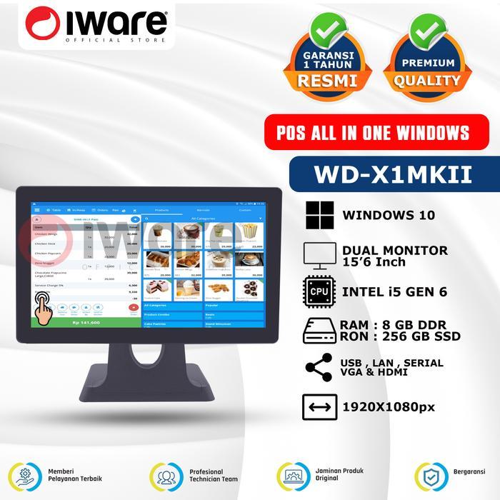 Iware PC Pos All In One WD-X1MKII Mesin Kasir Windows Intel i5 Gen 6 8/256GB Touchscreen