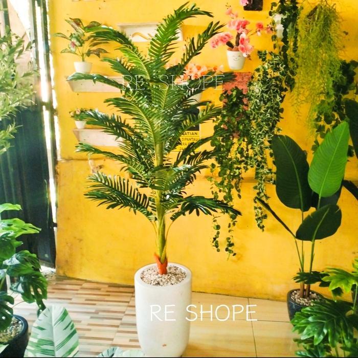 palem pohon hias tinggi 170cm include pot bulat elgant pohon palsu bunga plastik palem import