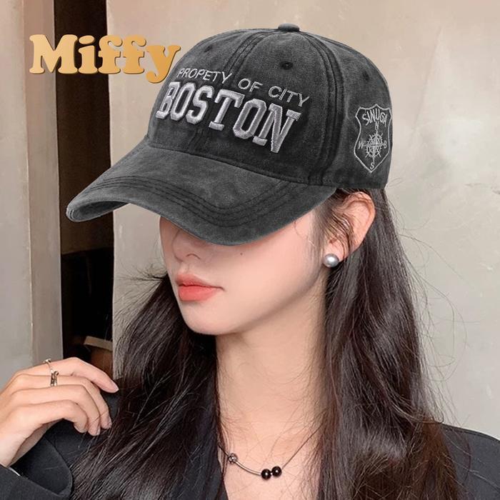 Miffy Topi Baseball BOSTON Distro Vintage Topi Pria Wanita Casual Streetwear