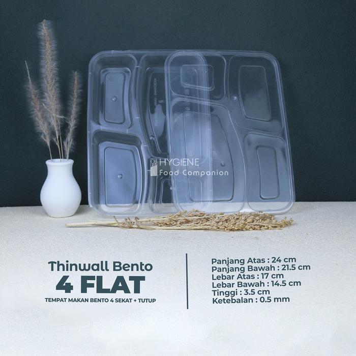 Thinwall Bento Sekat 4 Plastik - Kotak Makan Bento Thinwall Premium