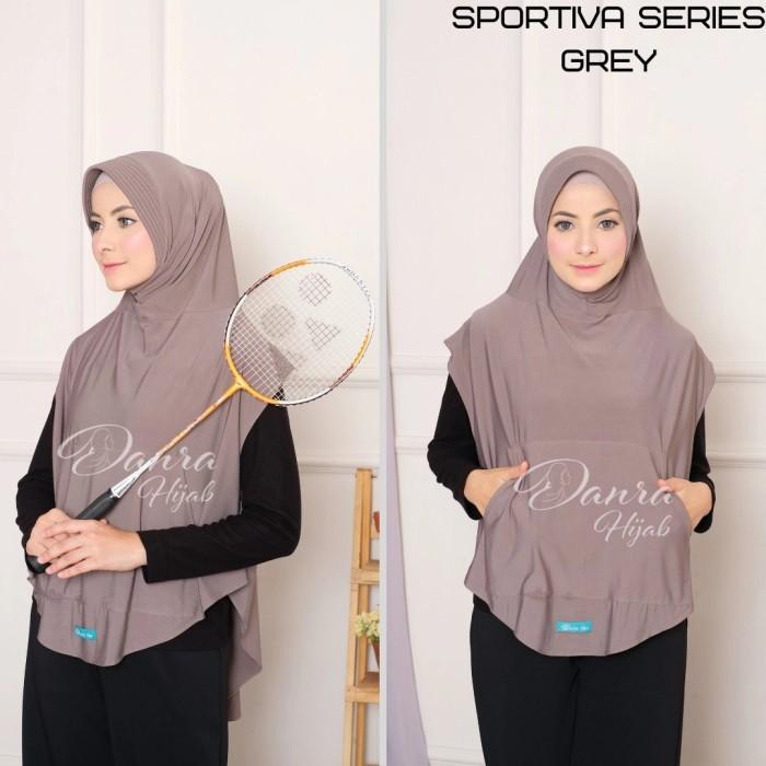 Thebest- Hijab Sportiva Jilbab Olahraga original Danra Hijab Hitam Grey Dll