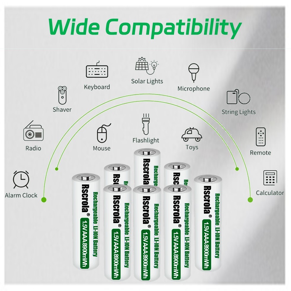 High Capacity 8900mWh AAA Lithium Battery Rechargeable 1.5v AAA Battery Fast Charge Ecofriendly