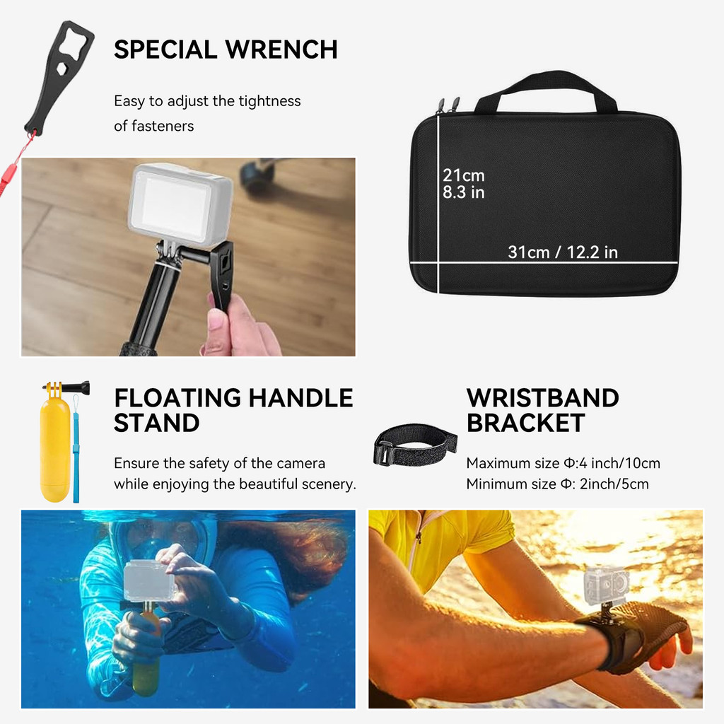 Pro 50-in-1 Adventure Kit for GoPro 13/12/11, DJI Action 5/4, Insta360 Ace - 360 Bike/Helmet/Chest