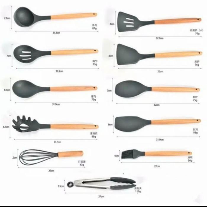 PROMO Cypruz Utensil Set AM-0929 Spatula Set Silikon Gagang Kayu