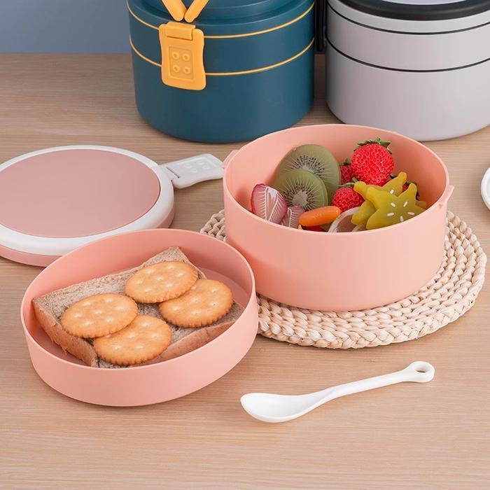 lunch box/Kotak Makan 2 Tingkat Tempat Bekal Makan Double Layer Food Grade Lunch Box Susun Bahan