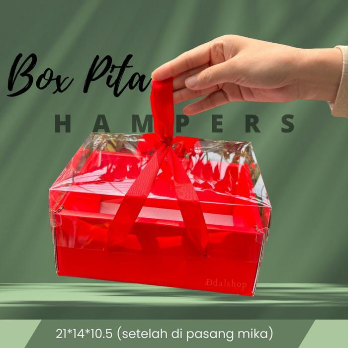 HardBox Aesthetic Box Gift Serbaguna Hampers Kotak Kemasan Tutup Mika Dengan Tali Pita