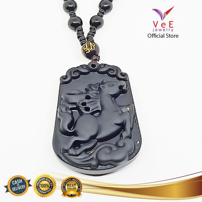 HARGA DISKON Kalung Liontin Batu Giok Asli Cina Shio Kuda - VeE Pendant Wanita