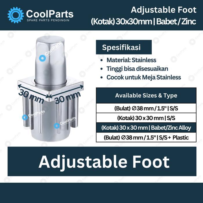 Adjustable Foot Kotak /Adjuster Foot 38X38/Kaki Meja Hollow