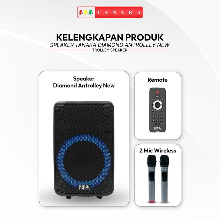 Grosir Tanaka Diamond Antrolley New Speaker 8/12/15 Inch Portable Bluetooth Indoor Outdoor Karaoke