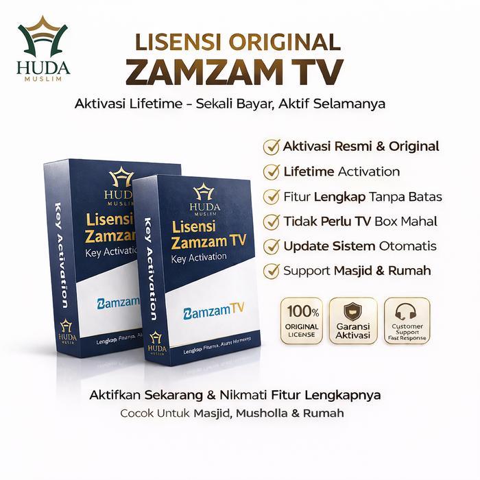 Lisensi Zamzam TV - TV Azan Masjid - Jam Masjid Pengingat Waktu Salat Alarm