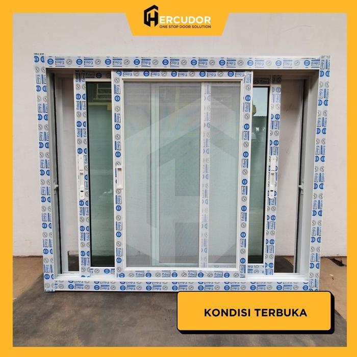 Eden Sgwn - Jendela Double Sliding Upvc Eden Sgwn White 120X100Cm + Kasa Nyamuk Pasti Ori