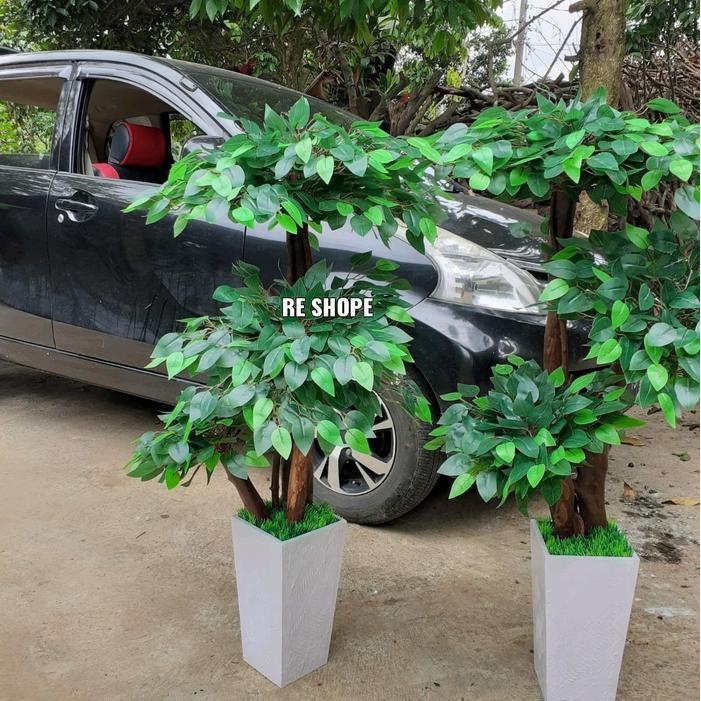 BONSAI DAUN BERINGIN 3 SUSUN POHON HIAS PLASTIK DEKORASI ARTIFICIAL
